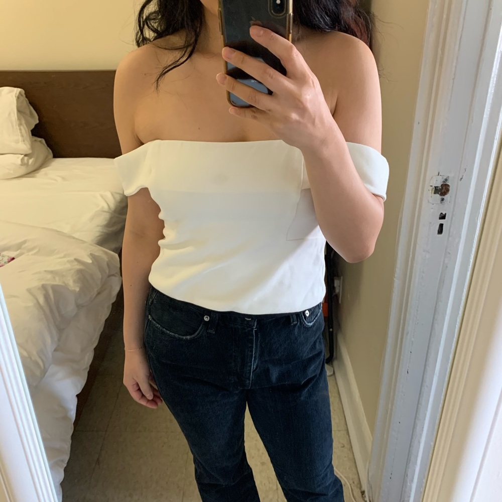 Mason Off Shoulder White Top Size L